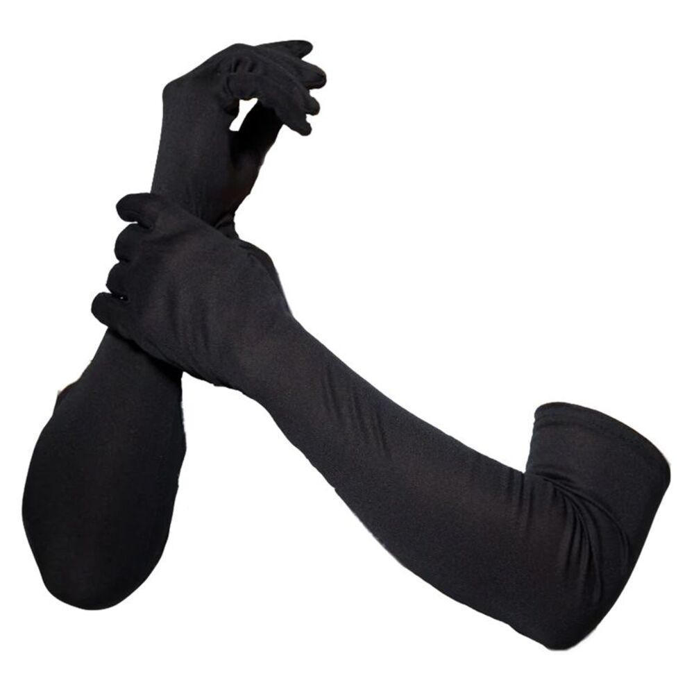 Smiffys Womens/Ladies Long Length Plain Gloves / Black